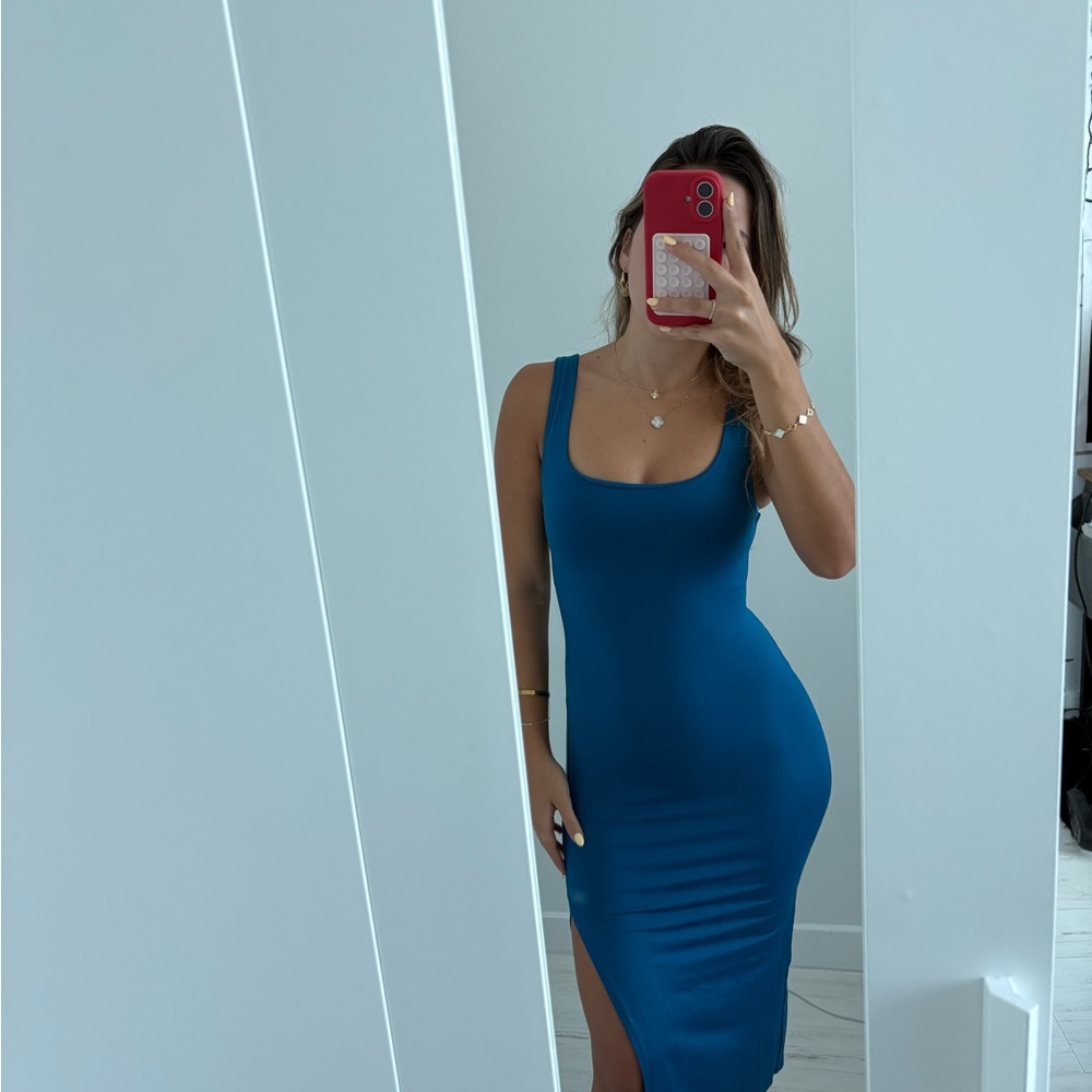 Bershka Blue Bodycon Midi Dress for Night Out